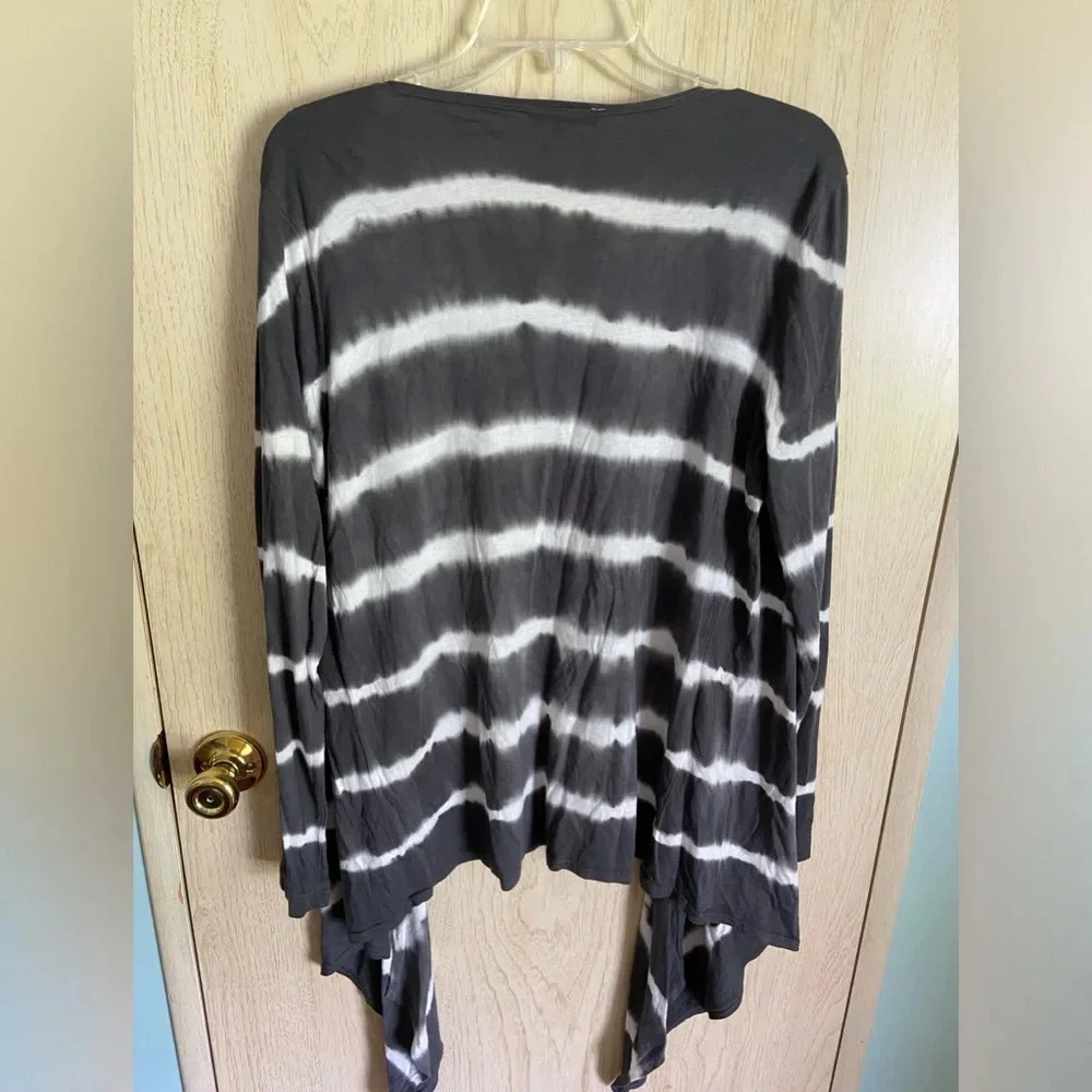 Boston Proper Gray & White Tie Dye Open Front Waterfall Cardigan Sz medium - Picture 5 of 8